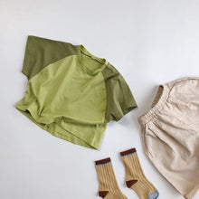 Load image into Gallery viewer, 928SE-Children's short-sleeved T-shirt 2022 summer new Korean version for boys and girls with shoulder-matching short-sleeved shirts and round neck tops