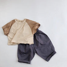 Load image into Gallery viewer, 928SE-Children's short-sleeved T-shirt 2022 summer new Korean version for boys and girls with shoulder-matching short-sleeved shirts and round neck tops