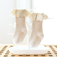 Load image into Gallery viewer, 31501AC- Spring and Autumn Lace Middle-Tube Boneless Glue Non-Slip Baby Socks (3 pairs minimum order can be mixed and matched)