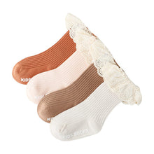 Load image into Gallery viewer, 31501AC- Spring and Autumn Lace Middle-Tube Boneless Glue Non-Slip Baby Socks (3 pairs minimum order can be mixed and matched)