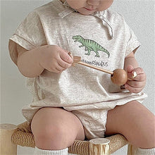 Load image into Gallery viewer, 24D995LS-ins Korean version of the new summer baby jumpsuit male and female baby soft and comfortable cute fart dinosaur romper