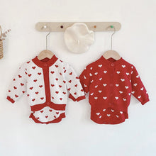 Load image into Gallery viewer, 86029TG-Autumn knitted heart long-sleeved cardigan jacket + bodysuit