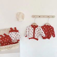 Load image into Gallery viewer, 86029TG-Autumn knitted heart long-sleeved cardigan jacket + bodysuit