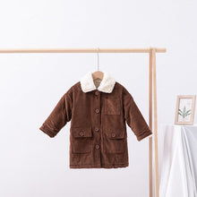 Load image into Gallery viewer, 26103SE-Winter Korean style thickened plus velvet lambskin collar corduroy mid-length coat
