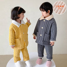 Load image into Gallery viewer, 28180JG-Winter Korean style lapel thickened three-layer padded home suit