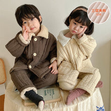 Load image into Gallery viewer, 28180JG-Winter Korean style lapel thickened three-layer padded home suit