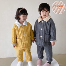 Load image into Gallery viewer, 28180JG-Winter Korean style lapel thickened three-layer padded home suit