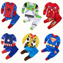 Load image into Gallery viewer, WH91208TG-New children's pajamas boys cotton long-sleeved children's clothing boys and children's small and medium children's home clothes suit