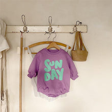 Load image into Gallery viewer, 23D2117LS- Korean version of the new autumn and winter baby jumpsuit for boys and girls, fashionable letter terry sweater, jumpsuit, romper, climbing clothes