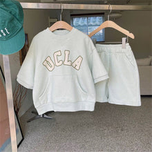 Load image into Gallery viewer, 24D696TG-Korean version ins children's summer fashion new suit boys and girls Korean style casual letter short-sleeved shorts two-piece suit