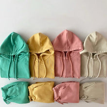 Load image into Gallery viewer, 24D1516TG- Korean version of boys and girls autumn new suits fashion sports leisure hooded terry cotton sweater cardigan trousers two pieces
