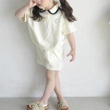 Load image into Gallery viewer, 24D1081TG-Korean children's summer new suits for boys and girls, fashionable and cute lapel short-sleeved T-shirts and shorts, casual two-piece suits