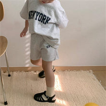 Load image into Gallery viewer, 24D154TG- Korean version ins boys and girls summer new suits cotton letter short-sleeved shorts casual loose children's two-piece suit