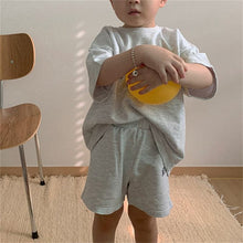 Load image into Gallery viewer, 24D154TG- Korean version ins boys and girls summer new suits cotton letter short-sleeved shorts casual loose children's two-piece suit