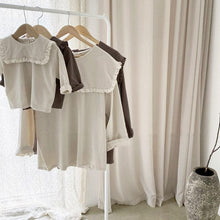 Load image into Gallery viewer, 24D207SE-Children's ins Korean spring new tops for girls and babies with fashionable ladies' style, lapel and ear-shaped parent-child t-shirts