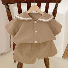 Load image into Gallery viewer, 24D971TG-ins Korean children's summer new suits for boys and girls Korean style fashionable college style short-sleeved shirt shorts suit