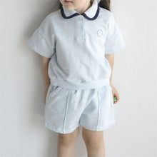 Load image into Gallery viewer, 24D1081TG-Korean children's summer new suits for boys and girls, fashionable and cute lapel short-sleeved T-shirts and shorts, casual two-piece suits