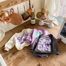 Load image into Gallery viewer, 23D2117LS- Korean version of the new autumn and winter baby jumpsuit for boys and girls, fashionable letter terry sweater, jumpsuit, romper, climbing clothes