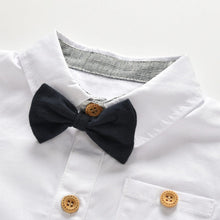 Load image into Gallery viewer, 19B105TG-Foreign trade European and American boy white romper overalls bow tie gentleman three-piece suit