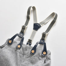 Load image into Gallery viewer, 19B105TG-Foreign trade European and American boy white romper overalls bow tie gentleman three-piece suit