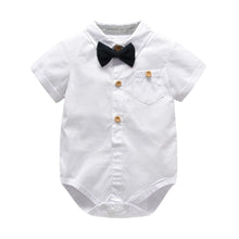 Load image into Gallery viewer, 19B105TG-Foreign trade European and American boy white romper overalls bow tie gentleman three-piece suit