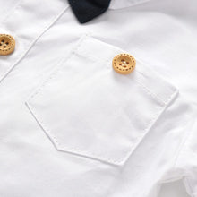 Load image into Gallery viewer, 19B105TG-Foreign trade European and American boy white romper overalls bow tie gentleman three-piece suit