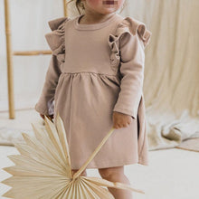 Load image into Gallery viewer, 24D1701DS-Autumn Korean style lotus leaf lace stitching skirt long sleeve dress