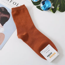 Load image into Gallery viewer, K-0471AC-Korean Dongdaemun Kikiya solid color mid-tube stacked socks for adults (5 pairs minimum order, mixed colors available)