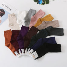 Load image into Gallery viewer, K-0471AC-Korean Dongdaemun Kikiya solid color mid-tube stacked socks for adults (5 pairs minimum order, mixed colors available)