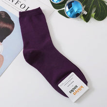 Load image into Gallery viewer, K-0471AC-Korean Dongdaemun Kikiya solid color mid-tube stacked socks for adults (5 pairs minimum order, mixed colors available)