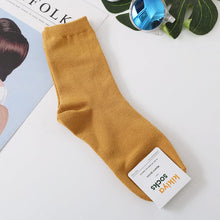 Load image into Gallery viewer, K-0471AC-Korean Dongdaemun Kikiya solid color mid-tube stacked socks for adults (5 pairs minimum order, mixed colors available)