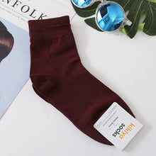 Load image into Gallery viewer, K-0471AC-Korean Dongdaemun Kikiya solid color mid-tube stacked socks for adults (5 pairs minimum order, mixed colors available)