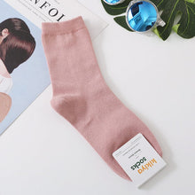 Load image into Gallery viewer, K-0471AC-Korean Dongdaemun Kikiya solid color mid-tube stacked socks for adults (5 pairs minimum order, mixed colors available)