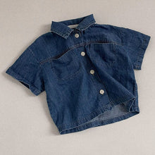 Load image into Gallery viewer, 24D1059TG-Korean version ins infant boys and girls short-sleeved denim shirt shorts suit summer fashion two-piece suit