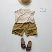 Load image into Gallery viewer, 1108PA-Forest Ramie Multicolor~Children's Summer Retro All-match Shorts for Boys and Girls Korean Casual Shorts