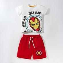 Load image into Gallery viewer, 22023TG-Little maven summer European and American children's wear steel print round neck pure cotton suit