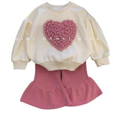 Load image into Gallery viewer, YC8236TG-Autumn Korean style heart pullover top + flared pants two-piece set