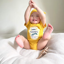 Load image into Gallery viewer, 32310LS-Summer Korean ketchup mustard sauce short-sleeved bodysuit + hat two-piece set
