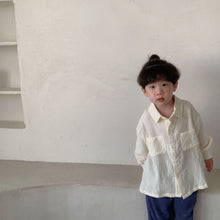 Load image into Gallery viewer, Q90377SE-Children's white shirt pure cotton gauze 2022 new spring and autumn Korean version boys and girls long-sleeved shirt baby top