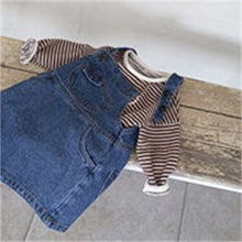 Load image into Gallery viewer, 24D61DS-Children's Korean version ins spring and summer new overalls skirt girls Korean style personality retro loose denim overalls dress
