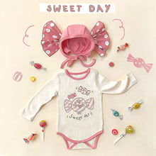 Load image into Gallery viewer, TM20703LS-Spring and summer ins style candy print long-sleeved bodysuit + hat two-piece set