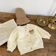 Load image into Gallery viewer, K5281SE-Spring solid color bear double pocket long-sleeved romper & long-sleeved jacket