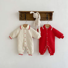 Load image into Gallery viewer, k5188LS-Winter lapel buttoned padded thickened long-sleeved romper