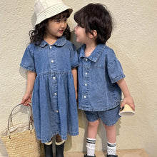 Load image into Gallery viewer, X81399DS-Summer denim suit & dress for siblings