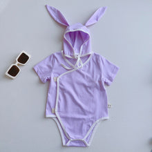 Load image into Gallery viewer, 6199LS-Summer Korean style hemming romper + rabbit ear hat two-piece set