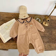 Load image into Gallery viewer, K5281SE-Spring solid color bear double pocket long-sleeved romper & long-sleeved jacket