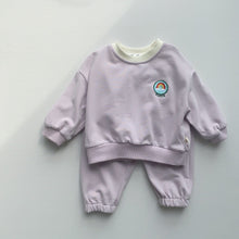 Load image into Gallery viewer, 6007TG-Spring Korean round neck baby rainbow long-sleeved top + long pants two-piece set