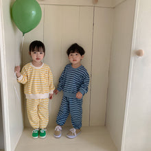 Load image into Gallery viewer, Q90987TG-Children's autumn suits boys sports new spring and autumn girls casual striped baby sweater two-piece suit