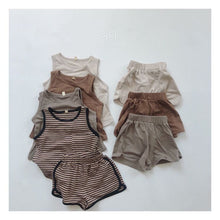 Load image into Gallery viewer, 1052SE-Korean summer children's sleeveless vest soft bamboo cotton solid color stripes thin boys and girls wear stylish vest