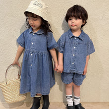 Load image into Gallery viewer, X81399DS-Summer denim suit & dress for siblings